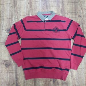 Vintage Red and Black Striped Crewneck Sweater Rugby Preppy Fleece  Polo L M